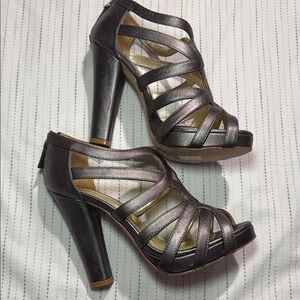 Elaine Turner Metallic  Strappy High-Heel Sandals